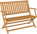 Outsunny Wood Outdoor Bench, 2-Person Foldable Patio Acacia Wood Garden Bench by Outsunny
