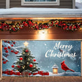Christmas Garage Door Banner 6x13FT, Cardinal Bird & Ornament Christmas Tree by ANNAQUEEN