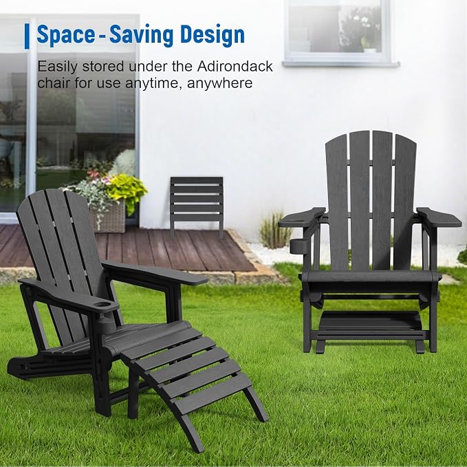 FONTOI Adirondack Ottoman, HDPE Plastic Adirondack Chair Footstool, All Weather - Image 7