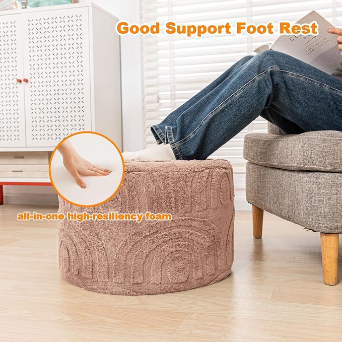 Asuprui Plush Fabric Ottoman Footrest – 20"x14" Soft Foam Pouf - Image 6