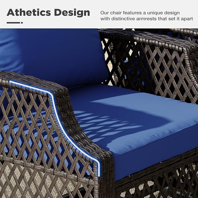 HOMREST 7 Piece Patio Furniture Set, Wicker Outdoor Conversation Sofa Set - Image 3
