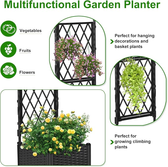 Planter with Trellis Raised Garden Beds, Trellis Planter Box Outdoor - Image 4