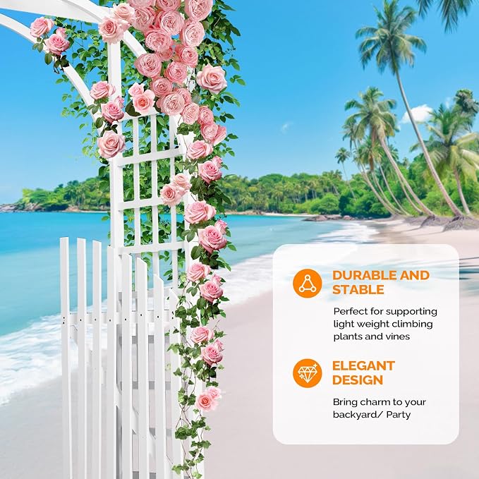 VINGLI 85in Wooden Arbor, Garden Arbor Wedding Arch - Image 6