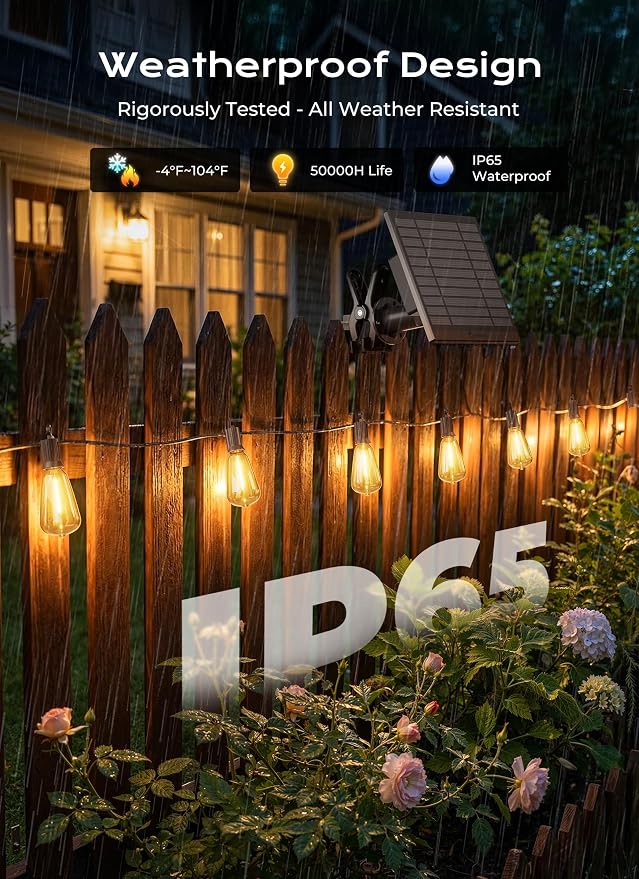Brightown 100FT Solar String Lights Outdoor Waterproof, Patio Lights - Image 3