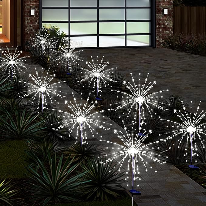 Solar Garden Firework Lights Outdoor Waterproof, 2 Pack Solar Powered Art Stake - Image 4