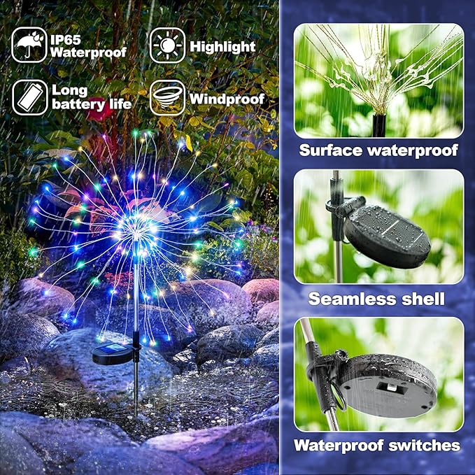 Anordsem Solar Lights Outdoor Waterproof: Garden Light Solar Powered - Image 5