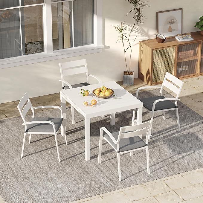Soleil Jardin 7-Piece Outdoor Patio Dining Set, 6 Stackable Chairs - Image 8