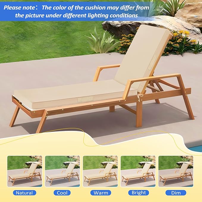 Basic Beyond Chaise Lounge Cushions Outdoor, 3-Layer Waterproof Outdoor - Image 6