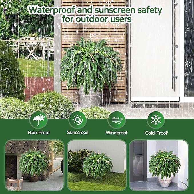 49” Artificial Ferns for Outdoors Planter, 128 Leaves per Fern, Large Lush Fake - Image 6