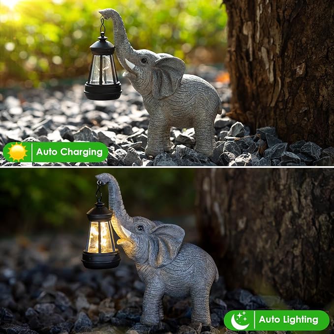 Solar Garden Statue Lights Elephants Figurine - Image 2