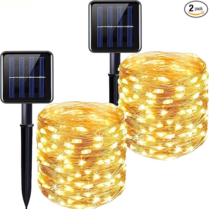 Solar Christmas Lights for Outside 2Pack, Total 66FT 200LED Solar String Lights by Unknown