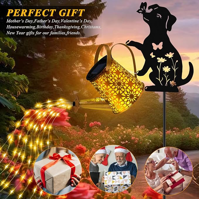 Solar Lights Outdoor Decorative, Watering Can - Image 2