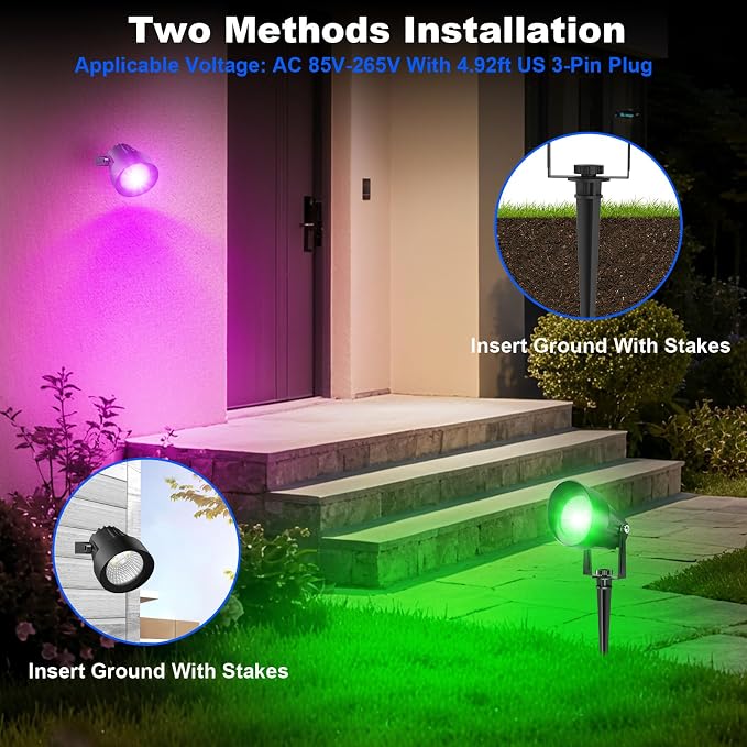 RGB Color Changing Spotlights Outdoor, LED Landscape Lighting - Image 3