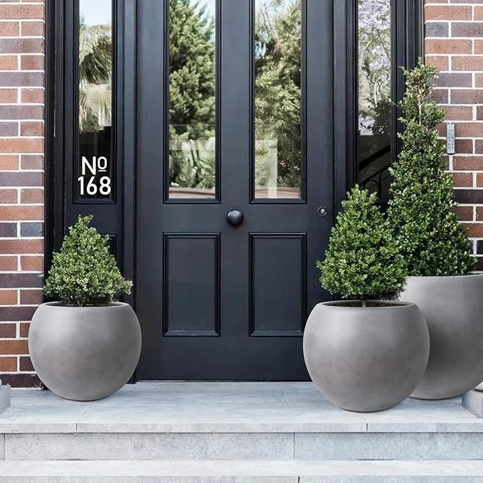 13.5 H x 17" Dia Round Fiberstone Planter - Image 4