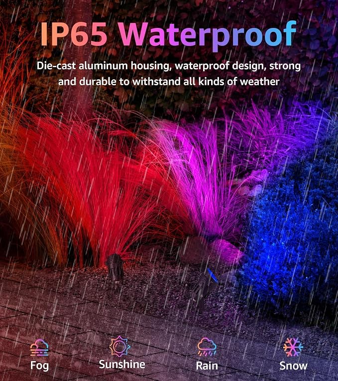 SUNVIE RGB Spot Lights Outdoor 12W LED Color Changing Landscape Lights - Image 3