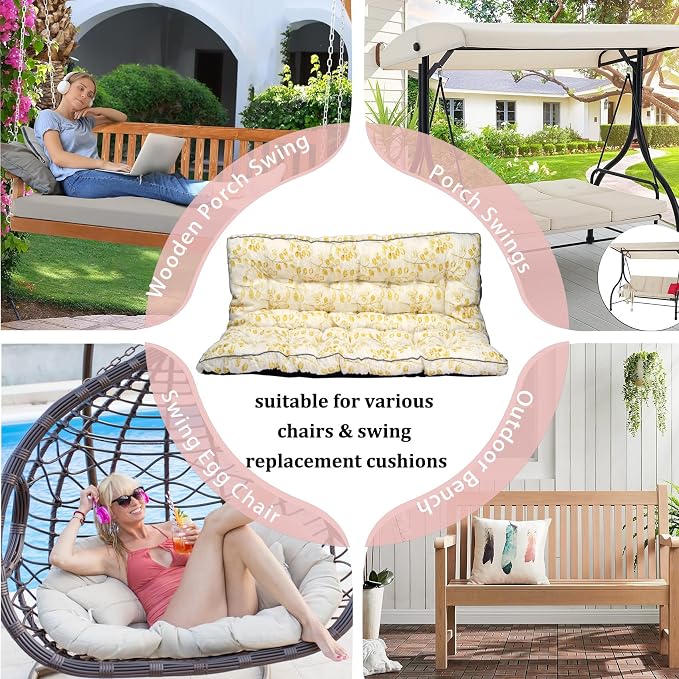 2-3 Seat Swing Replacement Cushion, Outdoor Bench Cushions - Image 7