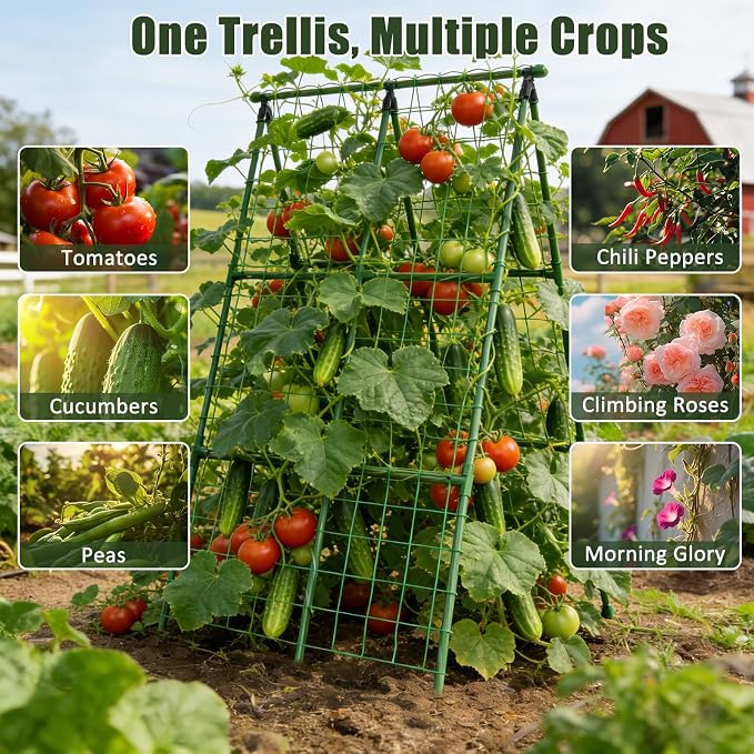 Miory Cucumber Trellis for Raised Beds, 2 Pack 32x48" A-Frame Garden Trellis - Image 7