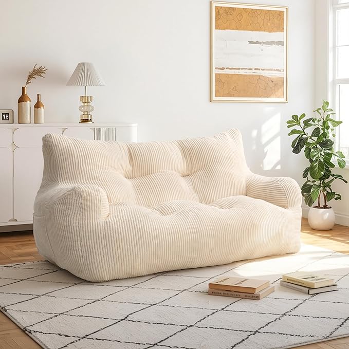 Pamapic 59" Bean Bag Chair, 2 Seat Loveseat Sofa, Ultra Soft Dutch Velvet by Pamapic