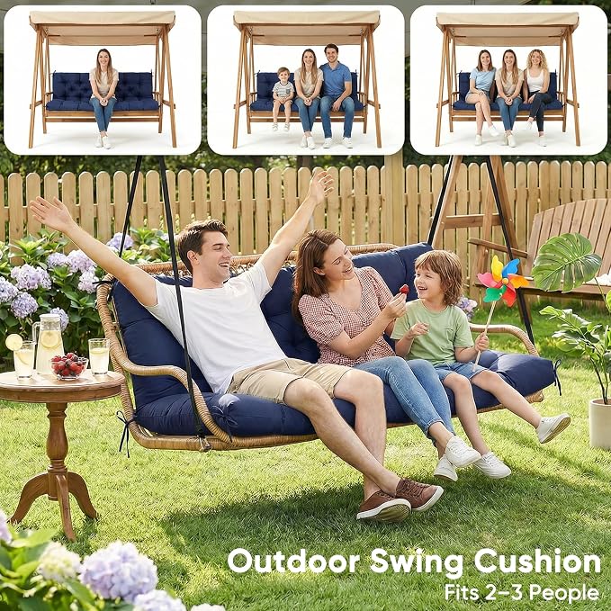 Porch Swing Cushions 60 Inch Waterproof, 2 3-Seater Replacement - Image 7