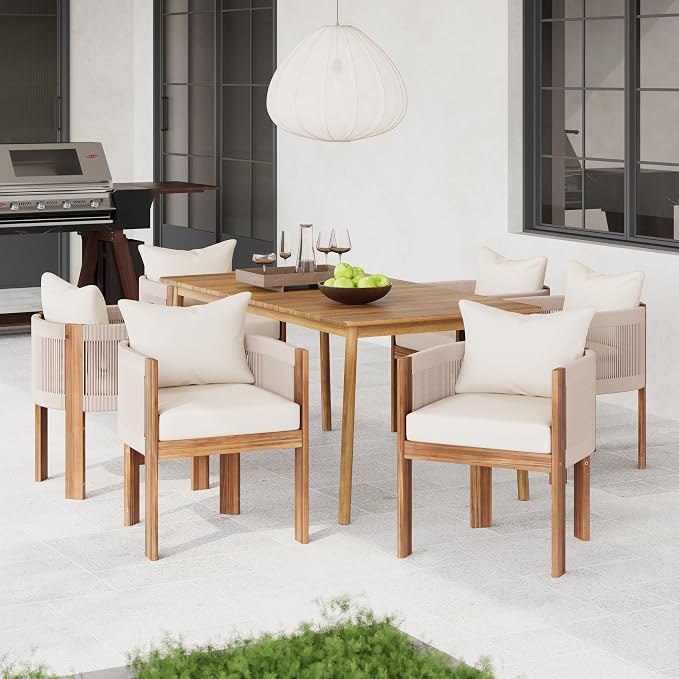 Christopher Knight Home Kclent Patio Acacia Wood Dining Set - Image 3