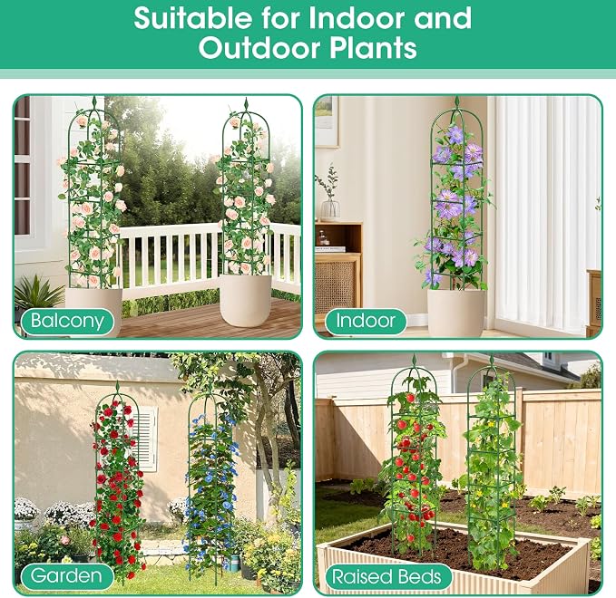 2 Pack Garden Obelisk Trellis for Climbing Plants, Tower Potted Cages for - Image 6