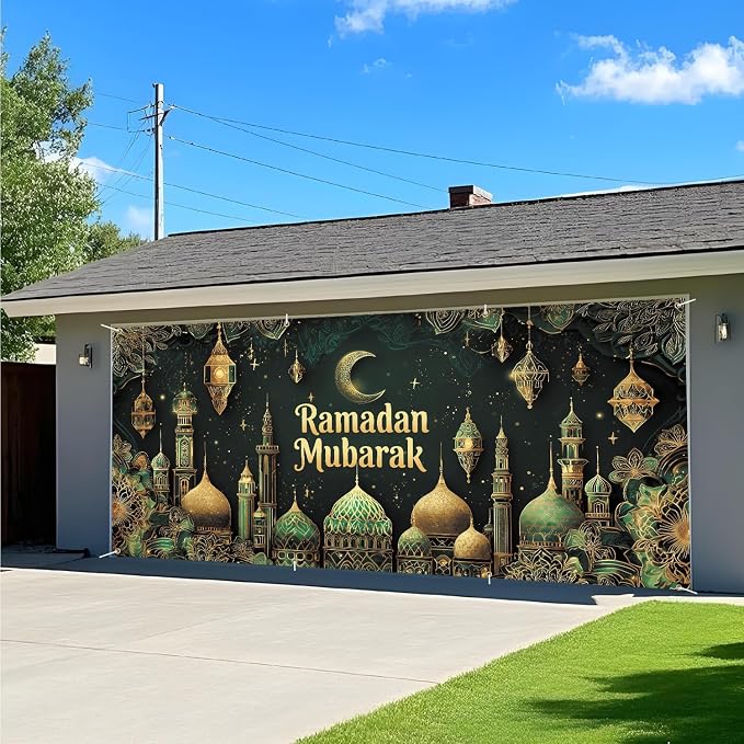 ANNA QUEEN Ramadan Mubarak Garage Door Banner 6x13FT, Islamic Mosque Moon - Image 8