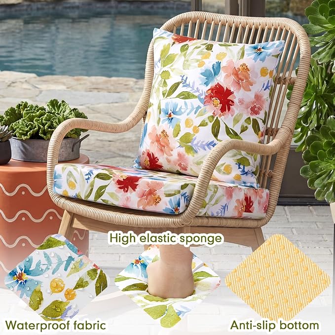 Hoteam 4 Set Outdoor Chair Patio Cushions 20 x 20 Inch Deep Seat Waterproof - Image 4