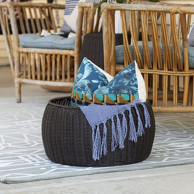 Household Essentials Handwoven Resin Storage Stool Ottoman - Image 4