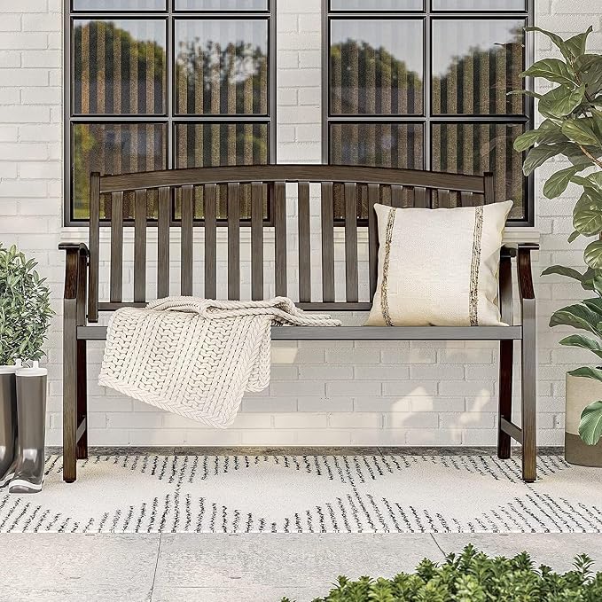 Grand patio 52" Farmhouse Outdoor Bench, Garden Benches - Image 2