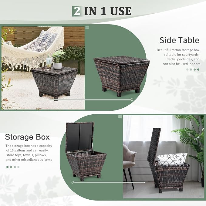 Outvita Outdoor Side Table, Rattan Coffee Table - Image 4