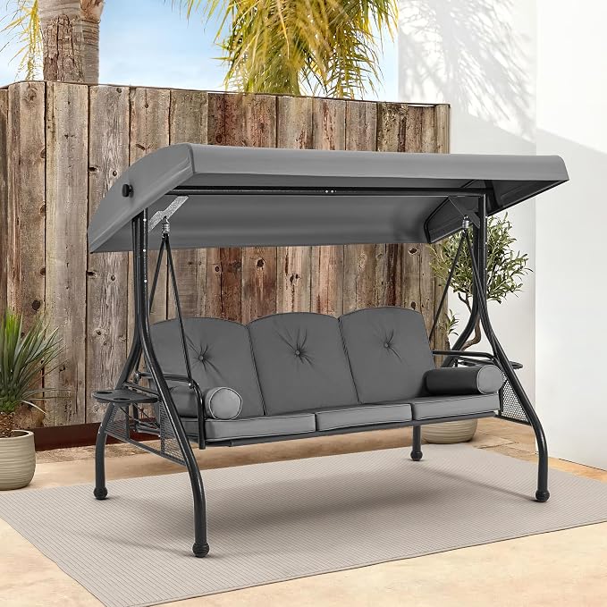 HOMREST 3 Seat Outdoor Porch Swing - Image 7