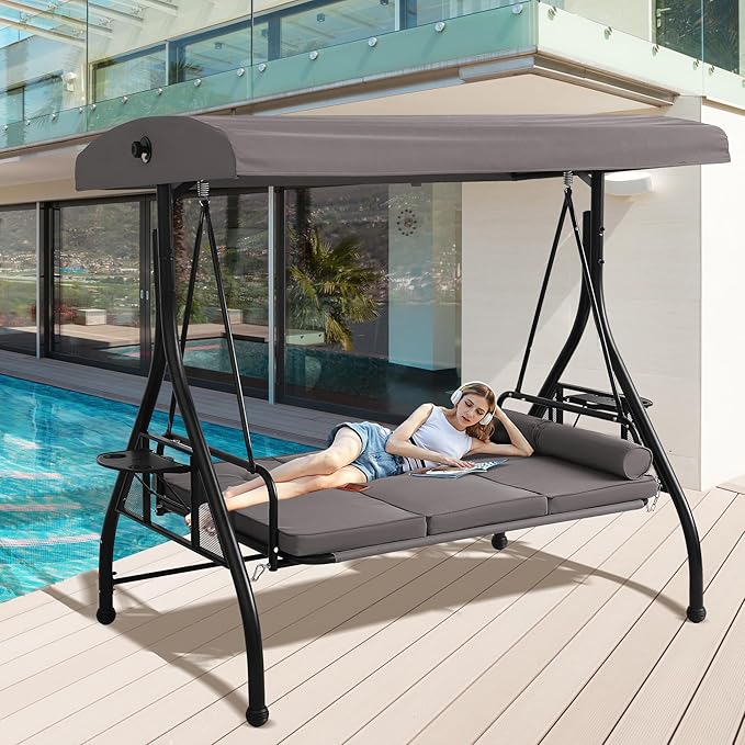 Patio Porch Swings with Adjustable Canopy - Image 7