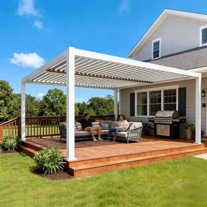 Kozyard Outdoor Louvered Pergola 12ft x 16ft Pergola Sun Shade All-Weather by Kozyard