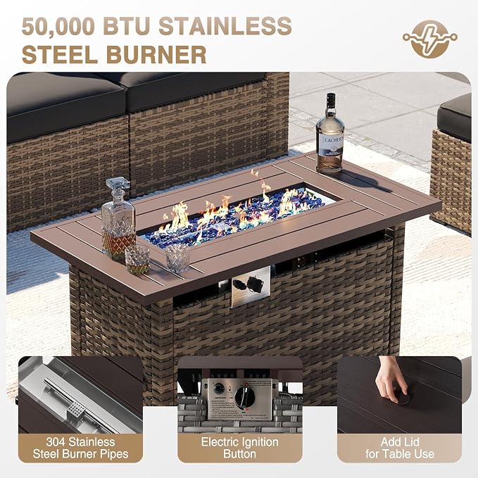 Aoxun Patio Furniture Sets, 8-Piece Outdoor Patio Furniture - Image 3
