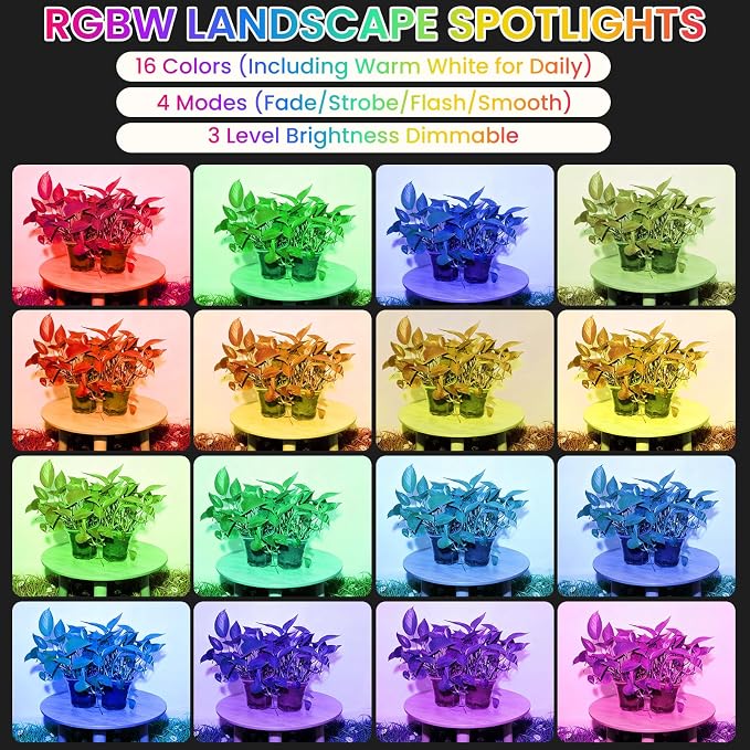 Halloween Christmas Spotlights Outdoor: RGBW Spot lights Plug in 120V Remote - Image 4