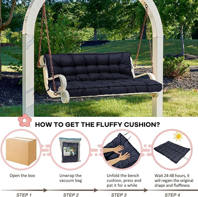 2-3 Seat Swing Replacement Cushion, Outdoor Bench Cushions - Image 6