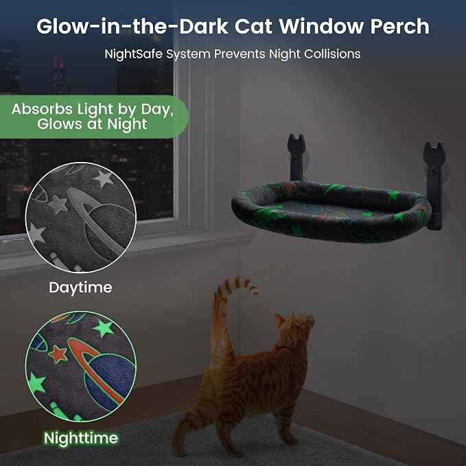 Cat Window Perch, Glow in The Dark Foldable Cat Hammock - Image 2
