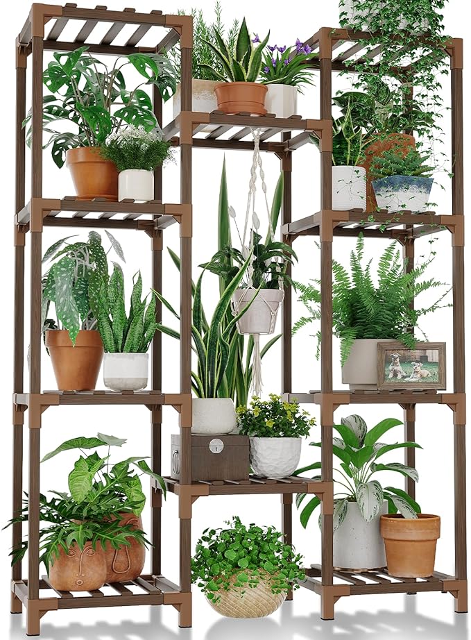 Bamworld Plant Stand Indoor Outdoor Tall Plant Shelf by Bamworld