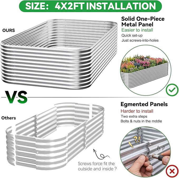 3 Pack Tall 4x2FT Corrugated Galvanized Steel Raised Garden Bed Outdoor - Image 2