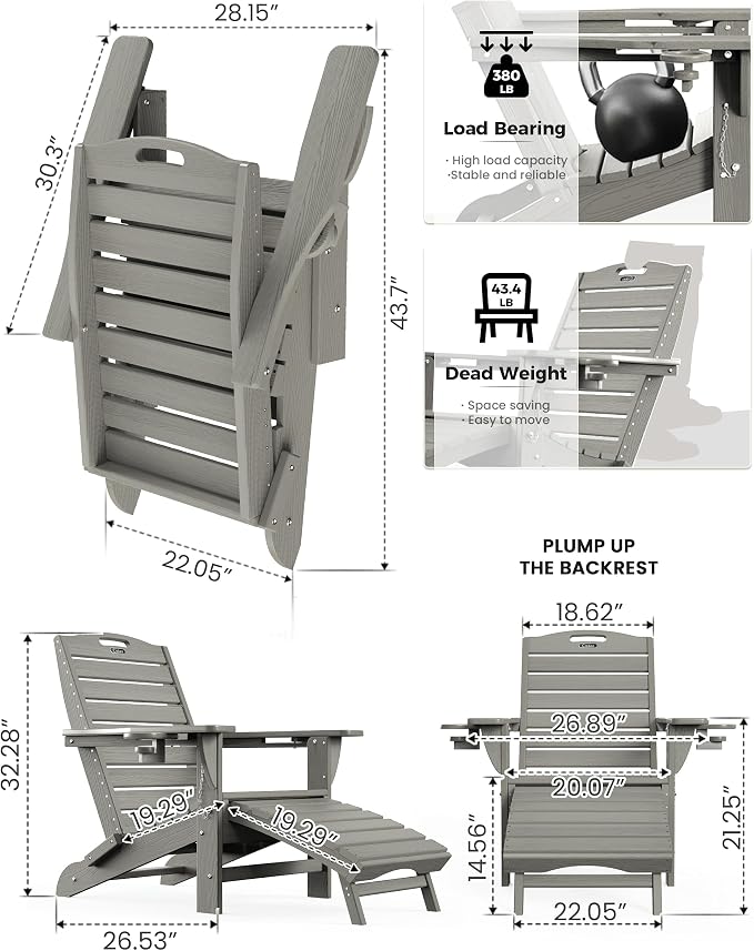 Ciokea Folding Adirondack Chair Set of 2 - Image 3