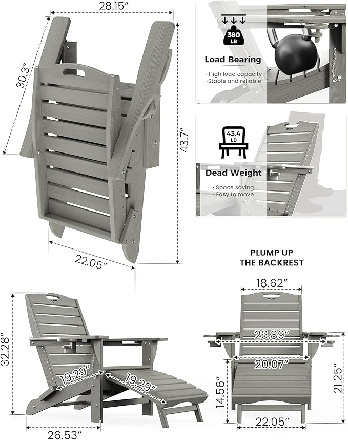 Ciokea Folding Adirondack Chair Set of 6 - Image 3