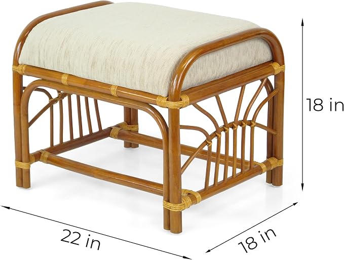 Krit Handmade Rattan Wicker Ottoman Footstool - Image 2