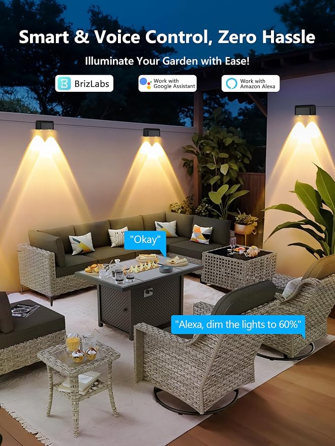 Brizled Smart Outdoor Fence Lights, 12 Lamps Tunable White + RGB Deck Lights - Image 2