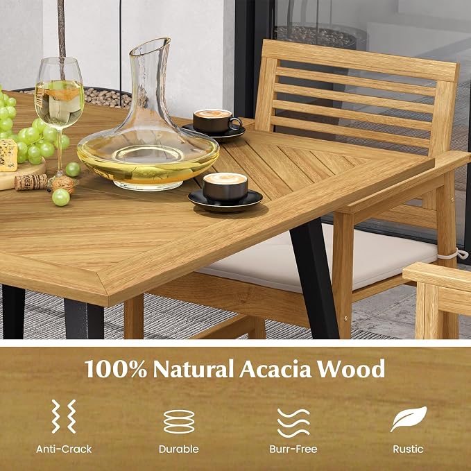 Tangkula 42.5" Acacia Wood Outdoor Dining Table - Image 8