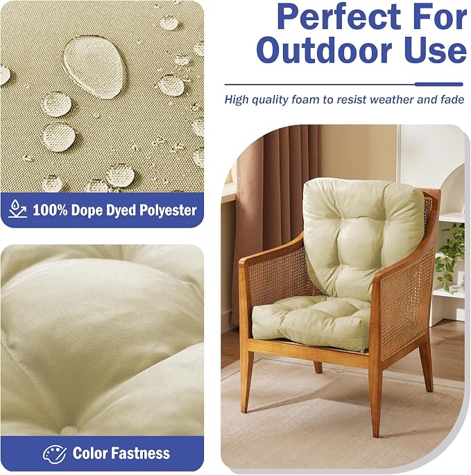 Outdoor Chair Cushions Set of 2, Patio Chair Cushions - Image 2