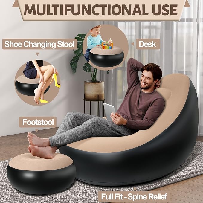Inflatable Chair with Ottoman, Inflatable Couch - Image 3