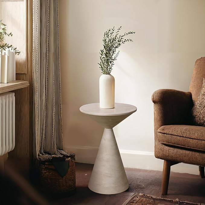 Small Drink Table, Round Martini Table, Drum End Table Side Table, Metal Accent - Image 6