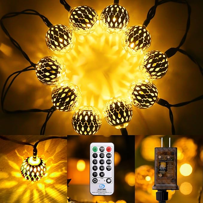Moroccan String Lights Plug-in 60 LED 29ft Indoor Outdoor Waterproof 8 Modes - Image 8
