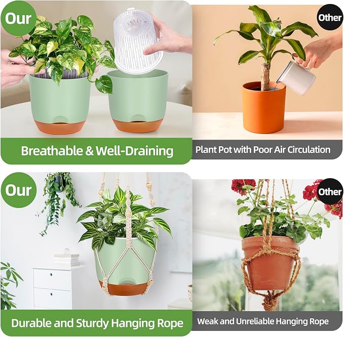 2-Pack 7.2-Inch Self-Watering Hanging Planters - Image 2