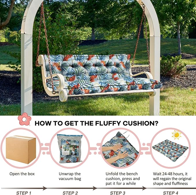 2-3 Seat Swing Replacement Cushion, Outdoor Bench Cushions - Image 6